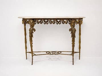 Wandtafel - Verguld brons - Console-tafel met marmeren blad