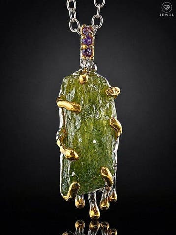 Ametrine Kristal Blad Ketting - 925 Sterling Zilver -