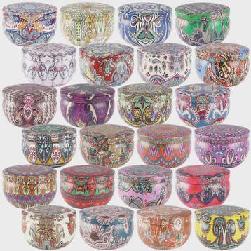 24-Pack Klassieke Chinese Geurkaarsen in Decoratieve Blikjes, Verzenden, Nieuw