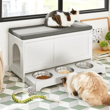 2dekans | SoBuy FSR136-W Kattenhuis - Katten Bench -, Dieren en Toebehoren, Katten-accessoires, Ophalen of Verzenden, Zo goed als nieuw
