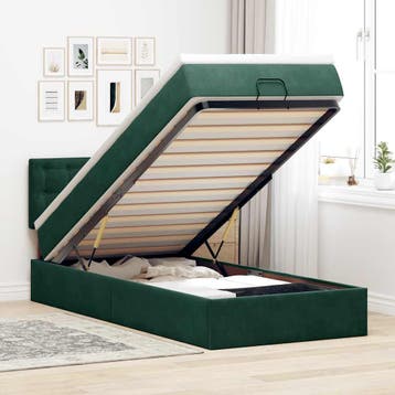 vidaXL Bed poef met matras en LEDs 80x200cm fluweel, Eenpersoons, Verzenden, Nieuw, 80 cm