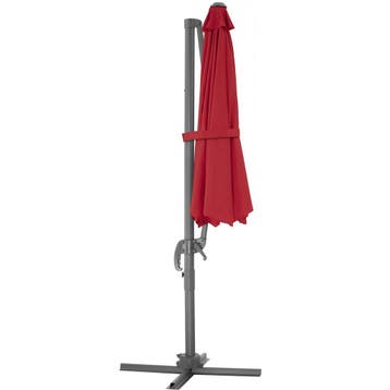 Parasol Ø 300cm met voetpedaal en beschermhoes - wijnrood, Verzenden, Nieuw