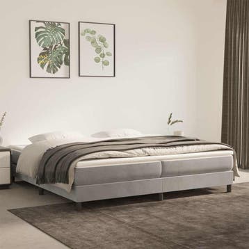 vidaXL Boxspring bed 200x200 cm fluweel lichtgrijs, Verzenden, Overige maten, 200 cm, Nieuw