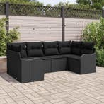 vidaXL Tuin Sofa Set met kussen 6 pcs Zwart Poly riet, Verzenden, Nieuw, Rotan