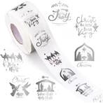 Sluitstickers kerstetiketten transparant zilver rond etiket, Hobby en Vrije tijd, Ophalen of Verzenden, Nieuw