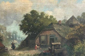Jan de Jong (1864–1901) - Boerenerf met Waterput, Antiek en Kunst
