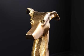 Design Sculptuur GREYHOUND 70cm goud metaal aluminium, Ophalen of Verzenden, Nieuw