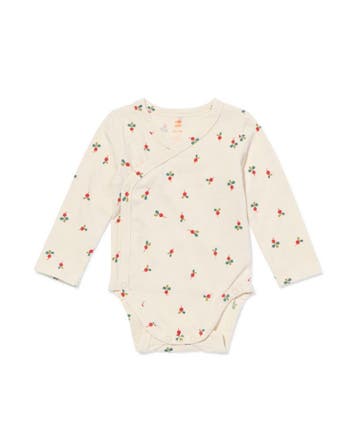 HEMA Baby meegroei overslagromper rib radijs beige, Verzenden, Nieuw