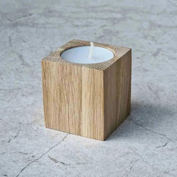 HOCHO Eiken waxinelichthouder 50 x 50 x 60 mm met rechte..., Ophalen of Verzenden, Nieuw