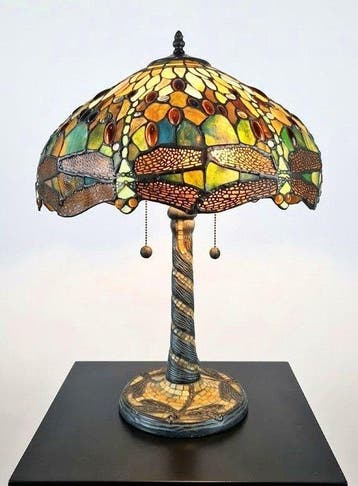 Tafellamp - Tiffany-stijl - libel - Glas - Stijl Tiffany -