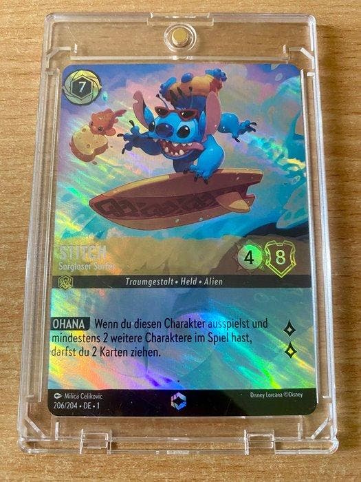 Disney - 1 Card - Disney Lorcana - Stitch 206/204 Foil, Full, Verzamelen, Overige Verzamelen