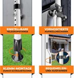 Klemluifel - Balkon luifel - Verticale luifel - 300 cm - LED, Tuin en Terras, Zonneschermen, Verzenden, Zo goed als nieuw