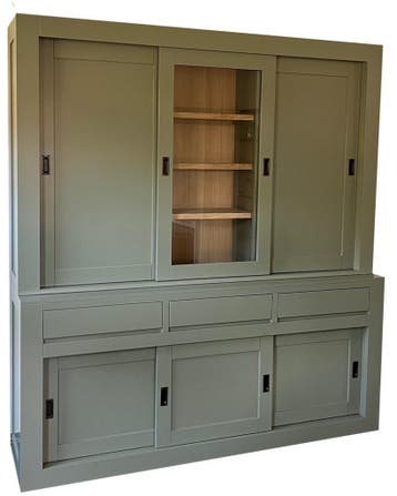 Buffetkast Vaassen Engels groen - eiken interieur 200cm, Ophalen of Verzenden, Nieuw