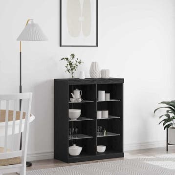 vidaXL LED Sideboard Zwart eiken 81 x 37 x 100 cm Bewerkt, Huis en Inrichting, Kasten | Buffetkasten, Minder dan 50 cm, Verzenden