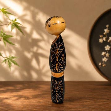 Een grote 45 cm hoge Big Creative Kokeshi Moon Shadow van