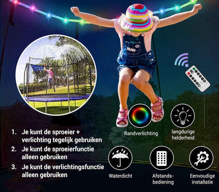 Trampoline Sproeier Verlichting Set | 183cm | Beste Prijs, Tuin en Terras, Buitenverlichting, Led, Netvoeding, Minder dan 50 watt