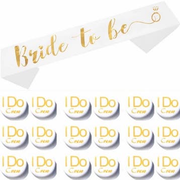 Bride to Be en I Do Crew set met sjerp en buttons, Kleding | Dames, Ophalen of Verzenden, Nieuw, Wit, Accessoires