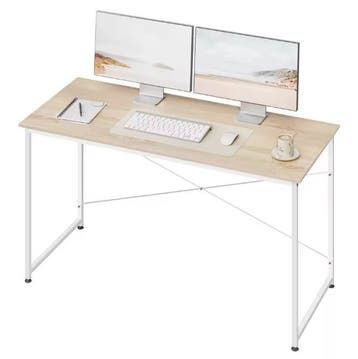 Groot Bureau 100/120/140cm – Wit en licht bruin – Hout, Huis en Inrichting, Bureaus, Verzenden, Nieuw