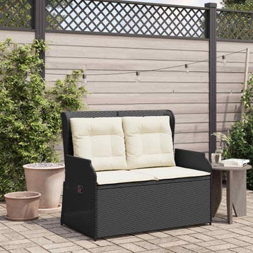 vidaXL Tuinbank Zwart poly rattan, Verzenden, Nieuw, Rotan