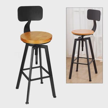 Set van 2 Stijlvolle Barstoelen - Verstelbaar Hout & Metaal, Verzenden, Nieuw