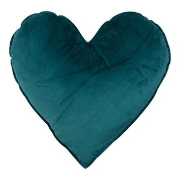 Hart Kussen Fluweel petrol 45cm, Verzenden, Nieuw