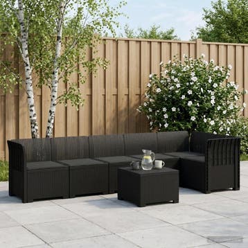 vidaXL 6-Zits Tuin Sofa met Kussens Rattan Look PP Antraciet, Verzenden, Nieuw