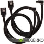 Corsair CC-8900282 SATA-kabel 2 stuks 0,6m, haaks, Zwart, Verzenden, Nieuw