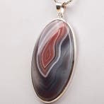 Rode gestreepte agaat hanger in 925 zilver – Mexico –