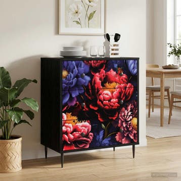 vidaXL Ladekast KIEL Donker pioenroosprint 66 x 36,5 x 76 cm, Verzenden, Nieuw