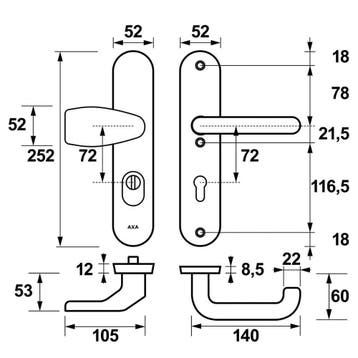 AXA Oval Plus veiligheidsbeslag voordeur Wing knop/U-kruk, Verzenden, Nieuw
