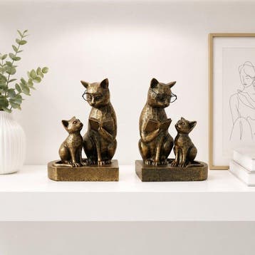 sculptuur, Pair of Cat Bookends – Hand Finished Resin Book, Antiek en Kunst