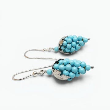 Turquoise - Argento 925 - Oorbellen - oorbellen met trosjes