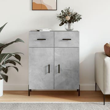vidaXL Dressoir 69,5x34x90 cm bewerkt hout betongrijs, Verzenden, Nieuw, Overige houtsoorten, Minder dan 50 cm