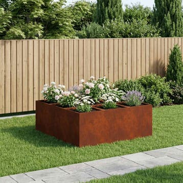vidaXL Plantenbak Roestkleurig 100 x 100 x 30 cm weervast, 100 cm of meer, Verzenden, Nieuw, Metaal