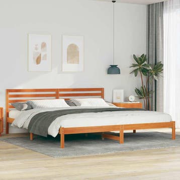 vidaXL Bedframe Wasbruin 200 x 210 cm Massief grenenhout, Verzenden, Nieuw, Bruin, Hout