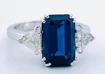 Ring - 18 karaat Witgoud Saffier - Diamant, Nieuw