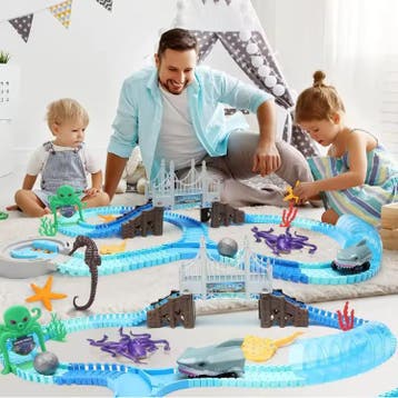 Flexibele Haaien Racebaan – Oceaan Track met Auto, Verzenden, Nieuw