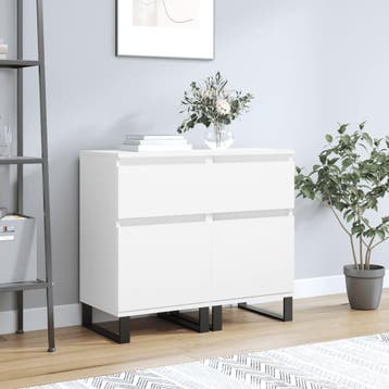 vidaXL Dressoirs 2 st 40x35x70 cm bewerkt hout wit, Verzenden, Nieuw, Overige houtsoorten, Minder dan 50 cm