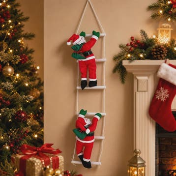 100cm Kerstman aan Ladder - Hangend Kerstdecoratie Ornament, Diversen, Kerst, Verzenden, Nieuw