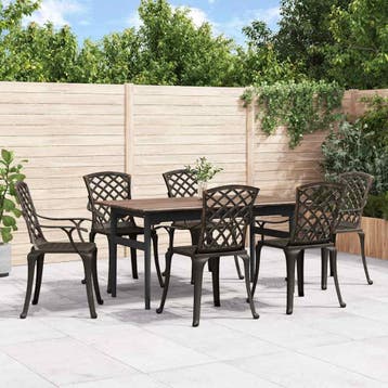vidaXL Tuinstoelen 6 st gietaluminium bronskleurig, Verzenden, 6 zitplaatsen, Tuinset, Nieuw