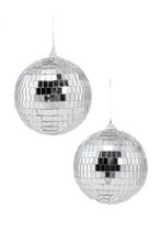 2x Discobal Ø 10 cm Klein Discobol Spiegelbol Glitterbol Gli, Ophalen of Verzenden, Nieuw, Feestartikel, Carnaval