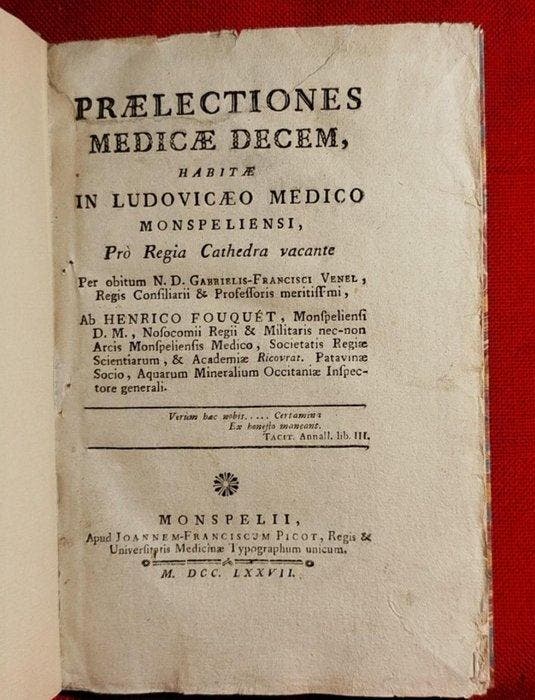Henrico Fouquet - Praelectiones medicae decem - 1777, Antiek en Kunst, Antiek | Boeken en Bijbels