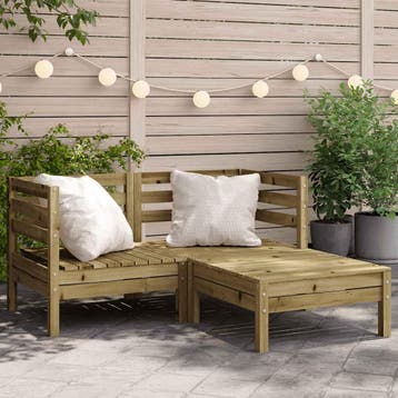 vidaXL Tuinbank 2-zits met voetenbank geïmpregneerd hout, Verzenden, Nieuw