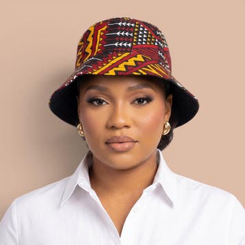 Bucket hat / Vissershoedje met Afrikaanse print - Rood Borde, Kleding | Heren, Ophalen of Verzenden, Nieuw