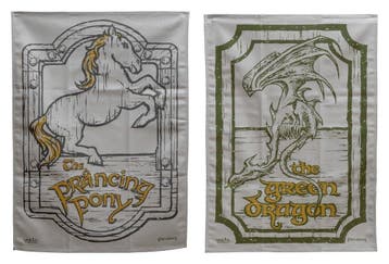 Lord of the Rings Green Dragon & Prancing Pony Tea Towel Set, Ophalen of Verzenden, Nieuw