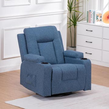 Fauteuil met armleuning - Relaxfauteuil - Relaxstoel - Blauw, Verzenden, Zo goed als nieuw
