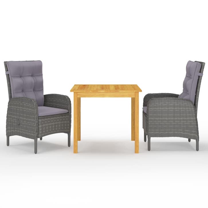 vidaXL 3-delige Tuinset grijs, Tuin en Terras, Tuinsets en Loungesets, Tuinset, Nieuw, 2 zitplaatsen, Verzenden