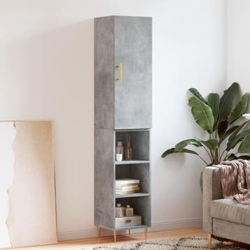 vidaXL buffetkast 34,5x34x180 cm bewerkt hout betongrijs, Huis en Inrichting, Kasten | Buffetkasten, Minder dan 50 cm, Verzenden