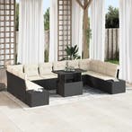 vidaXL Tuin Sofa Set met kussen met opslag 11 pcs Zwart en, Verzenden, Nieuw, Rotan, Meer dan 8 zitplaatsen