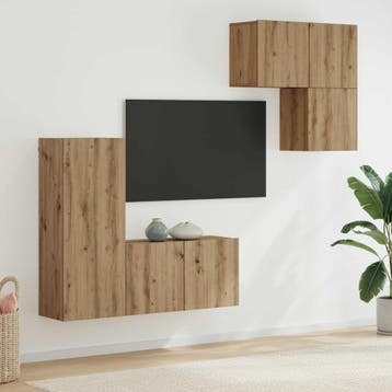 vidaXL TV-kast 4 st Artisan Eiken Bewerkt hout, Minder dan 50 cm, Verzenden, Nieuw, Minder dan 100 cm
